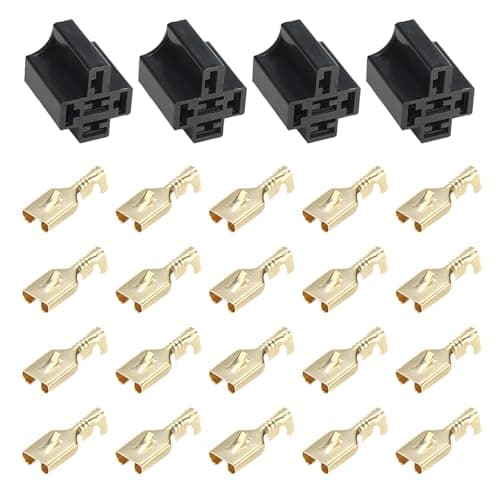 Image of 4 Sets Car Relay Plug Holders with 6.3mm Terminals for 4 Pin 5 Pin Relays 10A 12V/24V Automotive Relay Socket Base Connector Replacement Parts