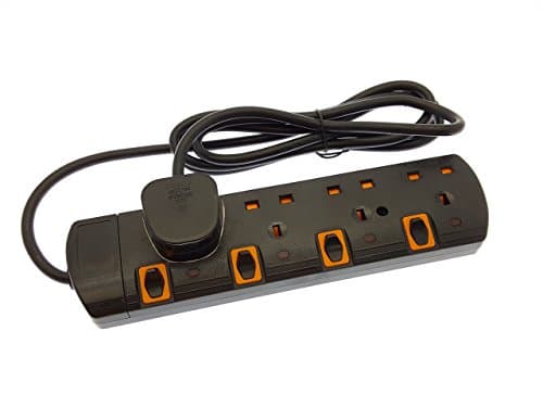Image of Shine SS54B 5m 4 Way Gang Switched Surge Protected Extension Lead with Led Indicators, Black