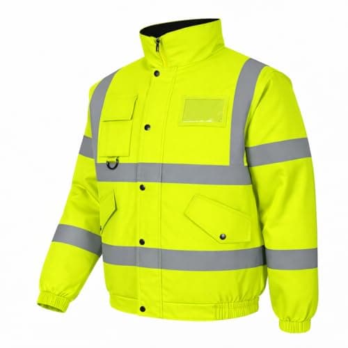 Image of GM WORKWEAR Hi Vis Bomber Jacket – Waterproof High Visibility Safety Security Jacket for Men, S–4XL