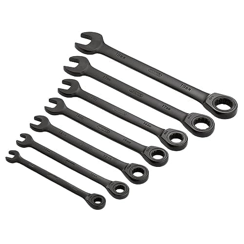 Image of Draper 51178 Hi-Torque Metric Ratcheting Combination Spanner, Black, Set of 7 Pieces