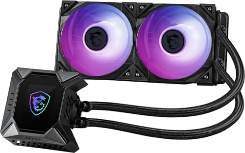 Image of MSI MPG CORELIQUID K240 V2 AIO CPU Liquid Cooler - LCD Pump with 60mm Fan, 2 x 120mm ARGB Fans, Evaporation-Proof Tubing, GI Cooling & Mystic Light Software Support - AMD & Intel Socket Compatible