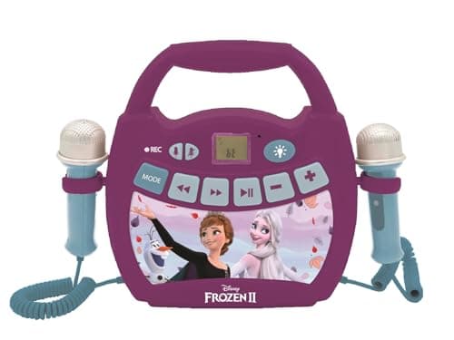 Image of Lexibook, Frozen, Portable karaoke digital player for kids, Microphones, Light effects, Bluetooth®, Record and voice changer functions, Purple, MP320FZZLXB