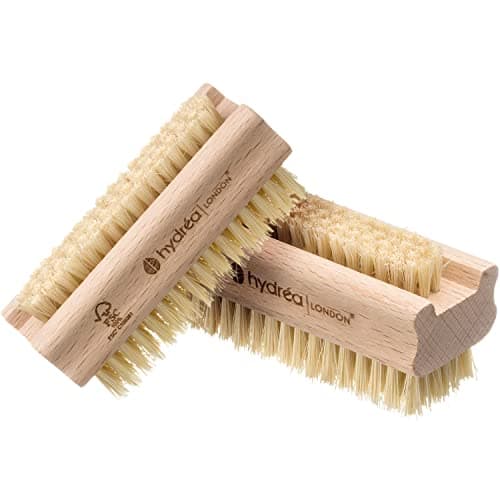 Image of Hydrea London Nail Brushes - Double-Sided Pedicure & Manicure Brush with Natural Cactus Bristles - 100% Vegan Hand Scrub & Fingernail & Toenail Cleaning Scrubber - FSC® Certified Beechwood, Pack of 2