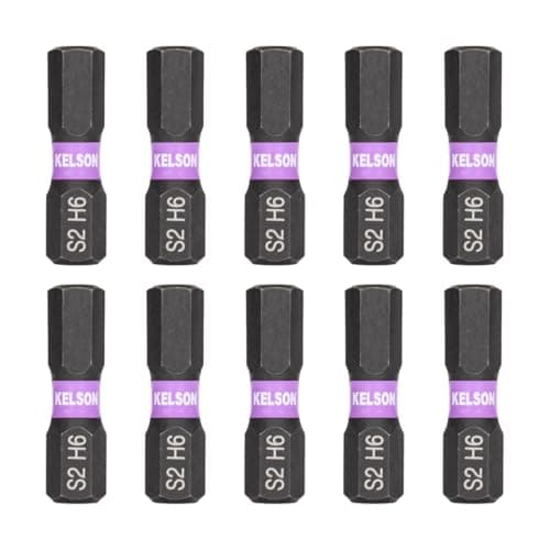 Image of KELSON 10pcs 6mm Hex 25mm H6 Impact Rated Screwdriver Bits 1/4" Universal