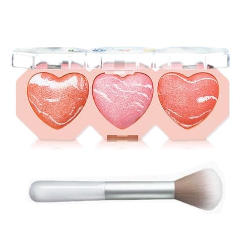 Image of Blush Powder Palette - 3 Shades Pink Blusher for Natural Look, Lightweight & Breathable Finish, Hypoallergenic & Skin-Friendly, Soft & Silky Powder for Cheeks Makeup,Beginner-Friendly