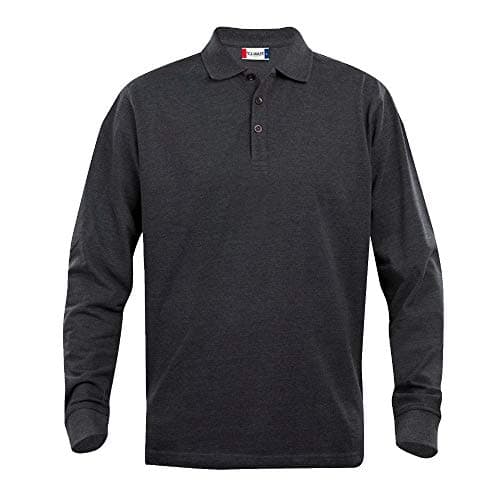 Image of Clique Men's Classic Long Sleeve Polo Shirt, Grey (Anthracite Melange), X-Small