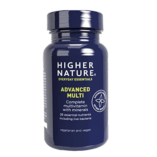 Image of Higher Nature Advanced Multi - Multi Vitamins Supplements - 26 Essential Vitamins, Minerals & Live Bacteria - Vegan Multivitamins for Women and Men - 90 Multivitamin Tablets