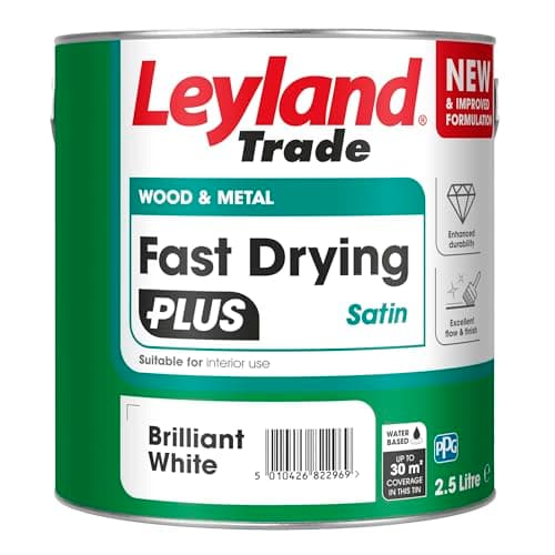 Image of Leyland Trade – Wood & Metal - Fast Drying Plus - Satin - Brilliant White - Enhanced Durability – Excellent Flow & Professional Finish - 2.5L