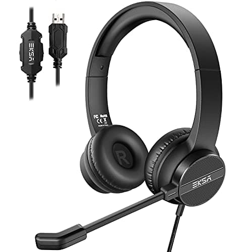 Image of EKSA H12E USB Headset with Microphone, Computer Headphone with Environmental Noise Cancellation Mic, Volume & Mute Control, Business Headsets for Laptop, Home, Office, Remote Learning