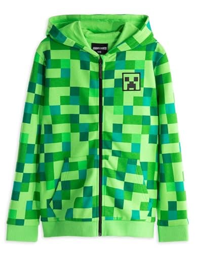 Image of Minecraft Creeper Boy's Hoodie , Pixel Green, 9-10 Years