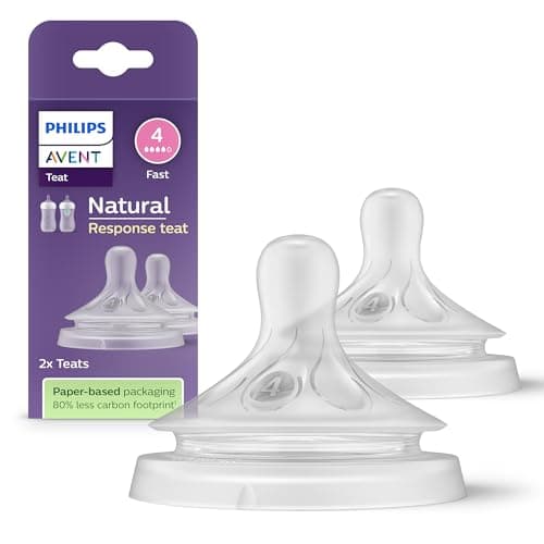 Image of Philips Avent Natural Response Bottle Teat - 2 x Baby Bottle Flow 4 Teats for Babies Aged 3+ Months, BPA Free (Model SCY964/02)