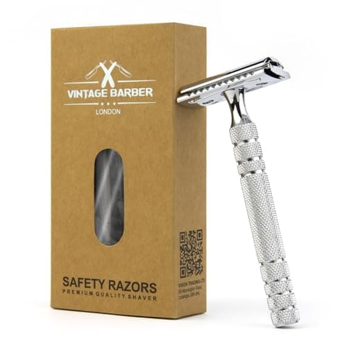 Image of Double Edge Safety Razor | Metal Classic Style | Sustainable and Reusable | Perfect for Daily Shave | Fit for all DE Razor Blades | VINTAGE BARBER LONDON