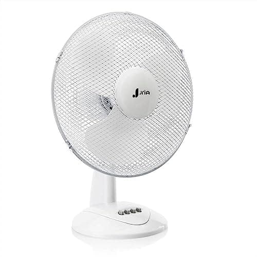 Image of Portable Desk Fan 12" Inch Lightweight 40 Watt 3 Speed Settings Quiet Operation Wide-Angled Oscillation Airflow Adjustable Tilt Head Table Fan Ideal for Bedroom and Office (12'' Desk Fan, White)