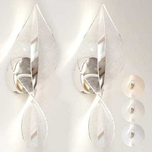 Image of HOMCOM Led Wall Lamp 2 Pack, 13W Modern Indoor Spiral Wall Light, Colour Temperature Adjustable 3000K/4000K/6500K, for Bedroom, Living Room, Hallway, Stairs, Silver Tone