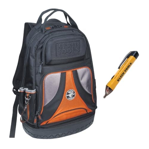 Image of Klein Tools 80113 Tradesmen Backpack Kit with 39-Pocket Tradesman Pro Tool Backpack and Non-Contact Voltage Tester Pen, 2-Piece