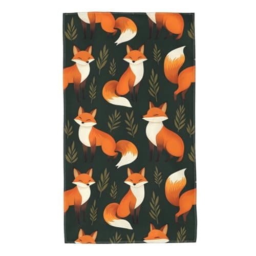 Image of Oudrspo Cute Fox Cartoon Print Hand Towels 16 x 27 inch, Soft Highly Absorbent Microfiber Towels for Bathroom Shower, Wash Cloths Face Workout Gym Travel Towel