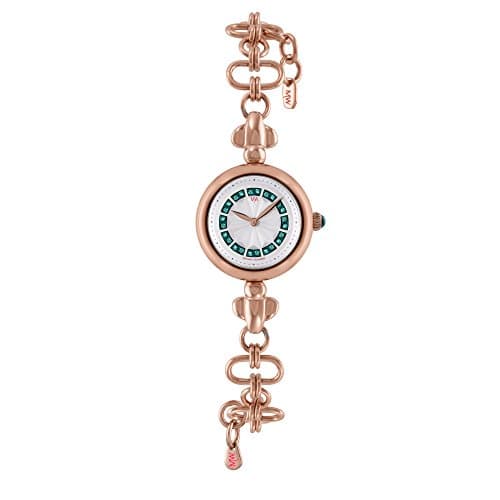 Image of Matthew Williamson Rotary Women's Quartz Watch with White Dial Analogue Display and Rose Gold Plated Stainless Steel Bracelet LBM35003/06