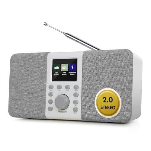 Image of MangoKit MD5 Stereo DAB Radio Portable,DAB+ Digital Radio,Bluetooth Radio,FM Kitchen Radios Mains and Battery,Large Color Display, Alarm&Clock&Snooze Timer,40 Preset Stations,Headphone Port-Stone Grey