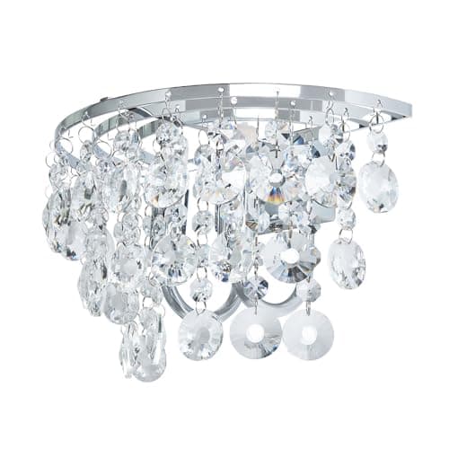 Image of LITECRAFT Montego Wall Light Crystal Effect Fitting - Polished Chrome