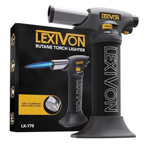 Image of LEXIVON Butane Blow Torch for Cooking, 30–70 Min Runtime, Adjustable Flame & Safety Lock, Pro-Grade Aluminium Tank, Refillable Creme Brulee Torch for Kitchen and Crafts (LX-775)