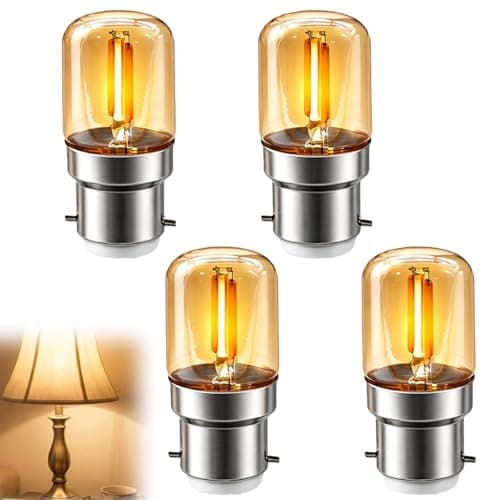 Image of ZESTRO 4Pcs B22 Bayonet LED Light Bulbs 1W T28 220V Pygmy Bulb Warm White 2700K Replacement for 15W Halogen Energy Saving Small Lamp for Sewing Machine Appliance Lamps Night Light