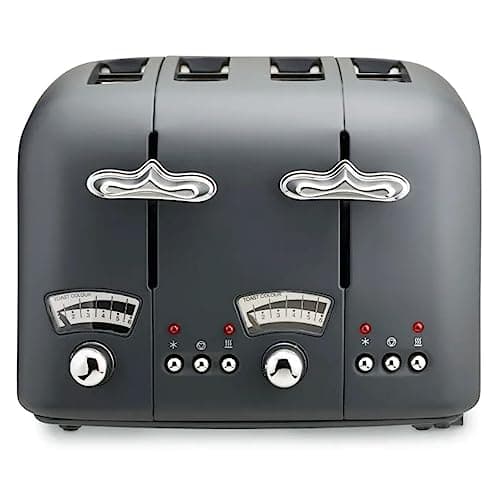 Image of De'Longhi Argento Silva CT04.GY, 4 Slice Toaster Grey, H20cm x W27cm x D29.5cm