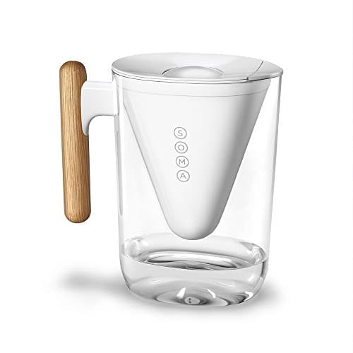Image of Soma Filter Jug with BPA-Free Shatter-Proof Plastic & Replacement Filter - Filter Pitcher with Eco-Friendly Bamboo Handle - Reduces Chlorine Taste & Odour - Filters Contaminants - 6-Cup/1.3L, White
