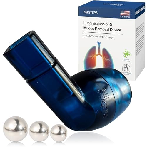 Image of MillSTEPS Breathing Exercise Device for Lungs,Lung Expansion & Mu-cus Relief Device (Blue)