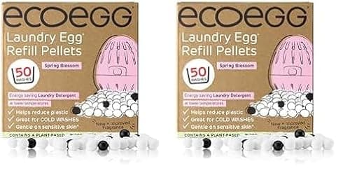 Image of Ecoegg Laundry Egg Refill Pellets | Detergent and Fabric Softener Replacement | Non bio and no enzymes, chlorine bleaches, phosphates, parabens, SLS/SLES or palm oil | 50 Washes | Spring Blossom