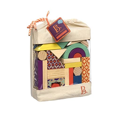 Image of B. toys - Wood U Build It - Wooden Blocks - 40 Building Blocks - Colors & Shapes - Play Set for Toddlers, Kids - 18 Months +