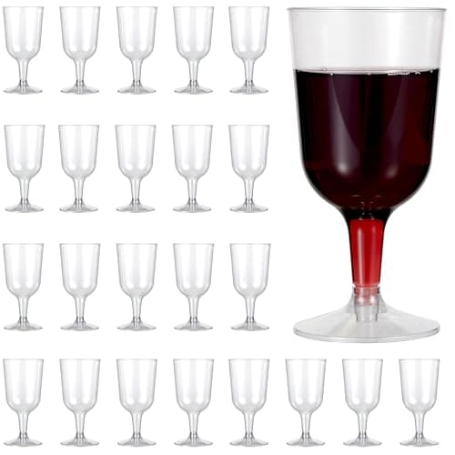 Image of MATANA 48 Premium Clear Plastic Wine Glasses (180 ml) - Reusable & Sturdy Wine Cups for Cocktails, Desserts, Champagnes - Elegant Glasses for Weddings, Christmas, New Year & Parties