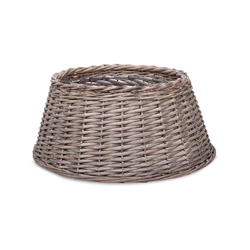 Image of Natural Wicker Christmas Tree Skirt Xmas Stand Cover Xmas Decoration Basket (S)