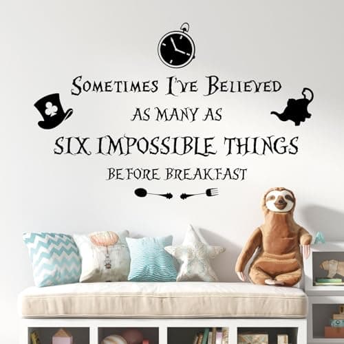 Image of Sometimes I've Believed as Many as Six Impossible Things... - Alice in Wonderland Book Wall Quote [Medium] [Black]