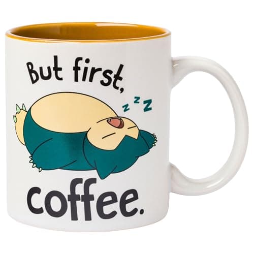Image of Silver Buffalo Pokemon Snorlax But First Coffee Ceramic Mug, 20 Ounces