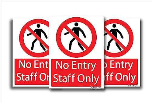 Image of Stcky No Entry Pedestrian Prohibition Sign [Pack of 3] - Portrait - Enhance Safety and Security [15 x 20 cm]