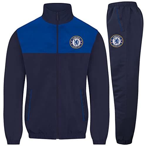 Image of Chelsea Official Football Gift Mens Jacket & Pants Tracksuit Set Navy Medium