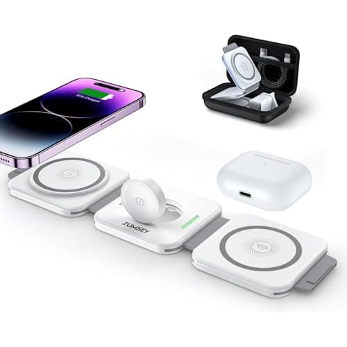 Image of ZUMSEY 3 in 1 Wireless Charging Station for Apple, Foldable Wireless Charger for iPhone 17 Pro Max/16/15/14/13/12, Travel Charger for Apple Watch Ultra 3/11/10/9/Ultra 2/Ultra/AirPods Pro 3/4/3/2