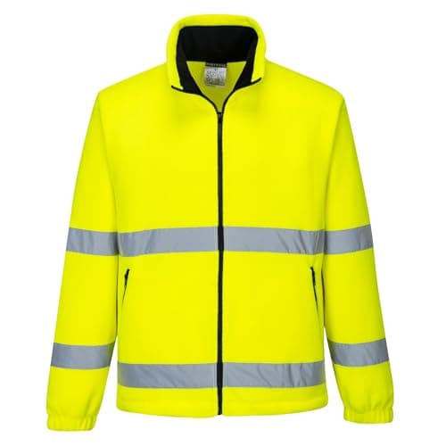 Image of Portwest F303 Hi-Vis Windbreaker Fleece Anti-Pill Microfleece Jacket Waterproof Breathable TPU Membrane with Reflective Tape and Zipped Pockets, Yellow, L