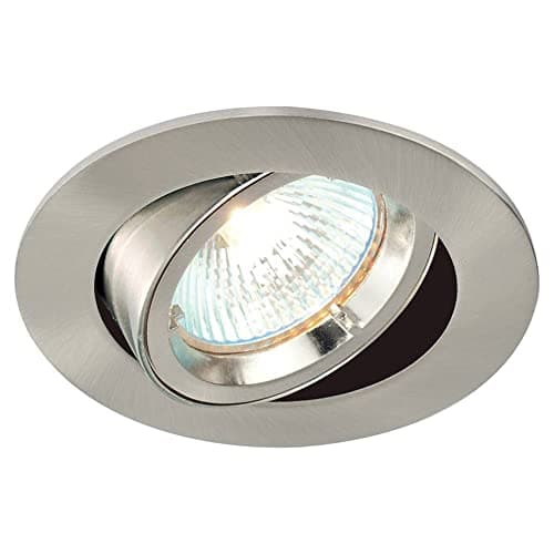 Image of National Lighting Recessed Lighting - Mains Powered LED Spot Lights Downlights for Ceiling - IP20 Rated GU10 Fitting for Halogen or LED - Satin Nickel Finish, Adjustable Tilt Version