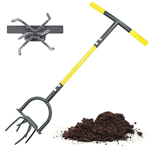 Image of Jardineer Garden Twist Tiller Manual, Garden Twist Cultivator with Steel Shaft, Durable Garden Claw Cultivator, Ideal Gardening Hand Twist Tiller Tool
