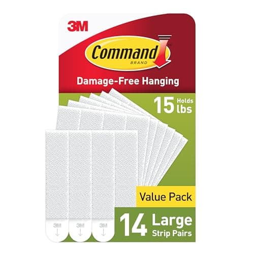 Image of Command PH206-14NA Picture hanger strip pack, Holds 16 lbs White Large, 14 Pairs