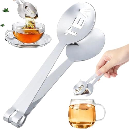 Image of Addein Tea Bag Squeezer Stainless Steel, Durable Tea Bag Tongs with Ergonomic Grip, Easy Clean Tea Strainer Clip for Loose Leaf, Herbal Tea, Home & Office Use