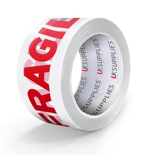 Image of UK SUPPLIES LIMITED LOW NOISE Premium Fragile Packaging Tape (All Packs & Colors) 48MM X 66M Strong Secure Sticky Adhesive Durable Parcel Sealing Tape for Packing Boxes & Moving Houses (Pack of 1)