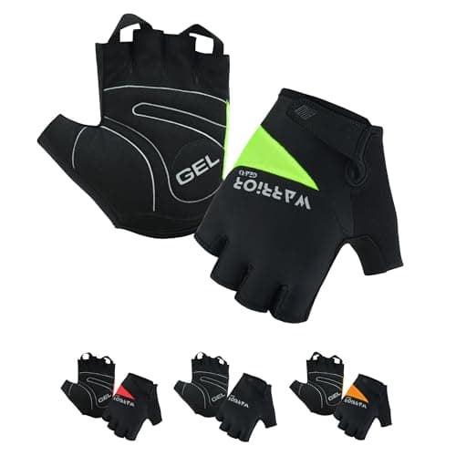 Image of warrior gears Half-Finger Cycling Gloves - Lightweight Bicycle gloves - Anti-Slip Grip & Breathable, Gel-Padded for Shock Absorption - Fingerless Bicycle Short Gloves for Men’s (Green-Black, 3XL)