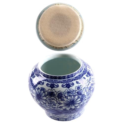 Image of ARTSEWPLY Ceramic Tea Storage Canister with Sealing Lid for Foods and Coffee Blue Chic Storage Jar for Kitchen and Desktop Adornment Multi-function Simple Style