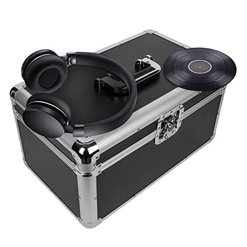 Image of Supernic Vinyl Record Storage 7" 200pcs Singles Vinyl Record Carry Case Storage Box Record Heavy Duty Safe Box DJ Box Lockable Flight Carry Case Holds (Black)
