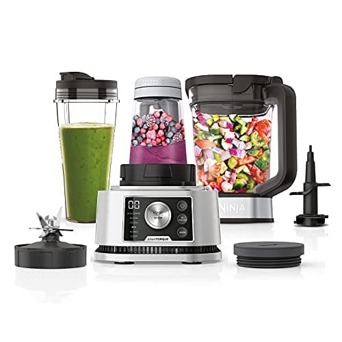 Image of Ninja Foodi Power Nutri Blender 3-in-1, Blend Smoothie Bowls, Thick Spreads & Frozen Drinks, Automatic Programs, 2.1L Jug, 700ml Cup & 400ml Bowl with with Power Paddle, 1200W, Silver CB350UK