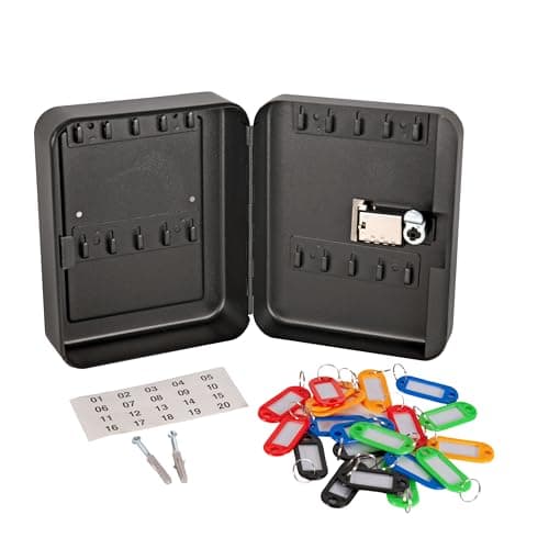 Image of Cathedral Products 20-Key Capacity Combination Lock Key Cabinet | Secure & Durable | Wall-Mountable with Colourful Key Fobs and Labels
