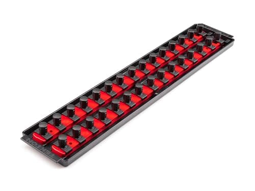 Image of TEKTON 1/2 Inch Drive 2-Rail Socket Organizer Set, Red (30-Tool) | OST23130 | Made in USA