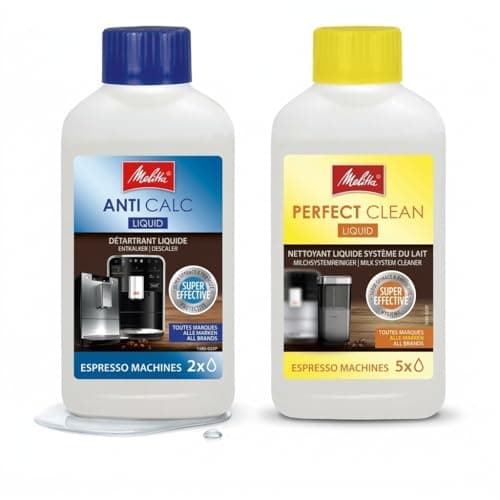 Image of 1 x Melitta Perfect Clean Liquid 250ml + 1x Melitta Anti Calc Coffee Machine Descaler Liquid 250ml